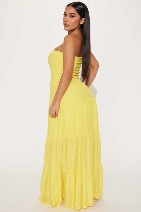 Yellow Tube Smocked Top Maxi Dress