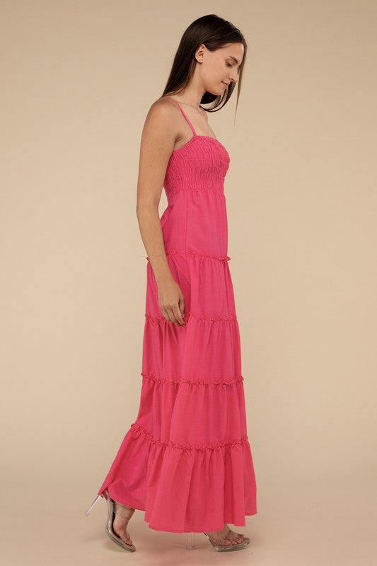 Woven Smocked Top Tiered Cami Maxi Dress-3 Colors