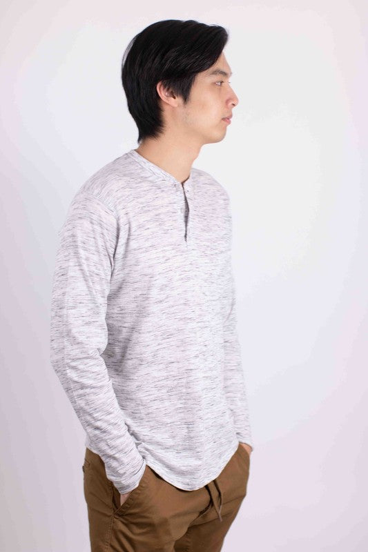 Men's Long Sleeves Henley T-Shirt-6 Colors