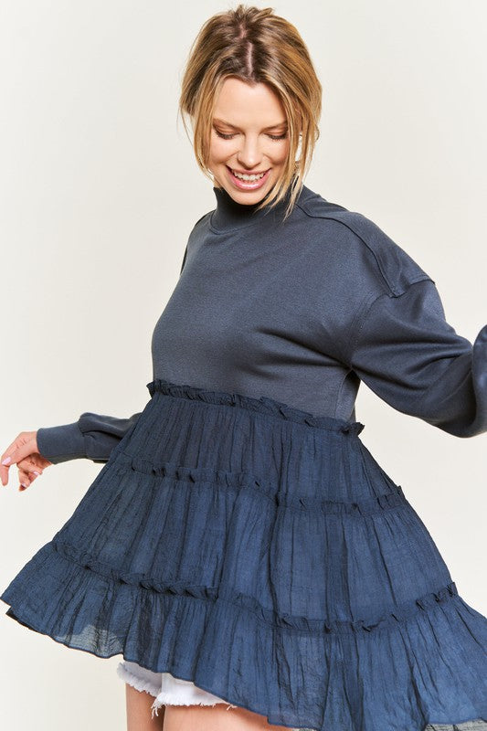 PLUS SIZE MOCK NECK TUNIC KNIT TOP