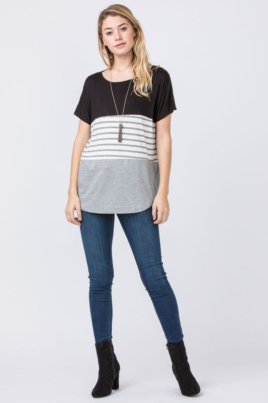 Three Color Block Tunic Top-3 Colors
