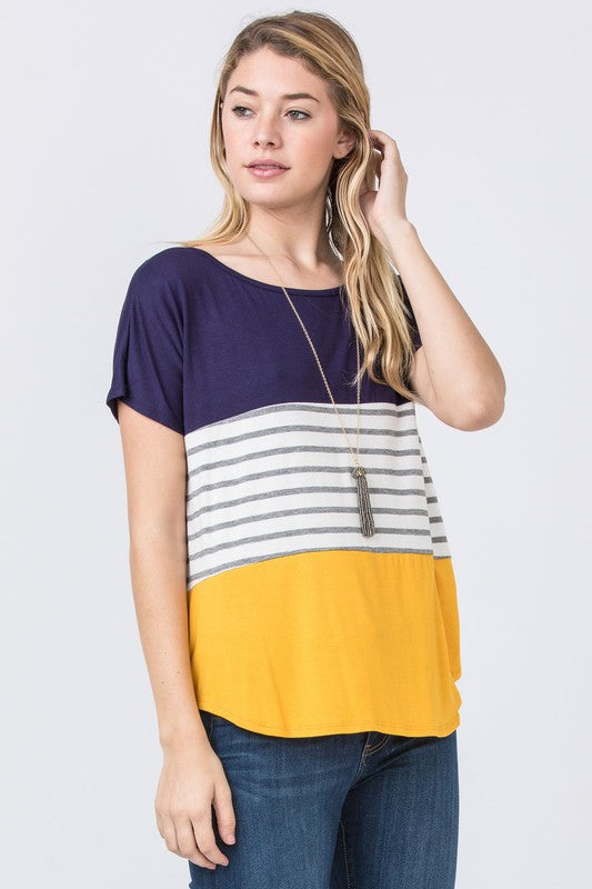 Three Color Block Tunic Top-3 Colors