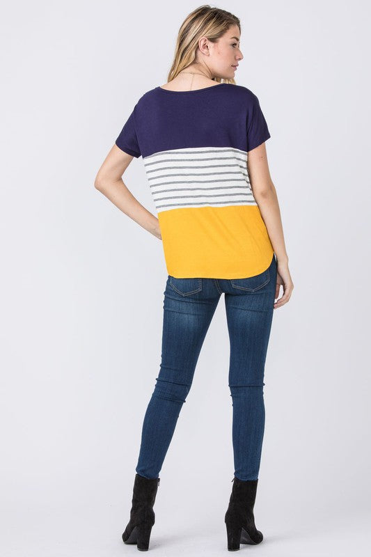 Three Color Block Tunic Top-3 Colors