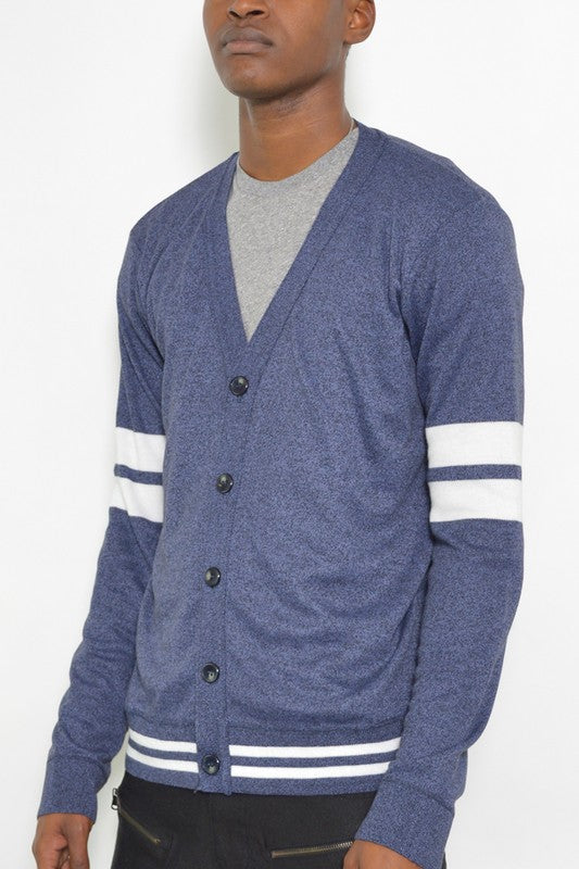 Weiv Men's Two Stripe Button Cardigan- Colors