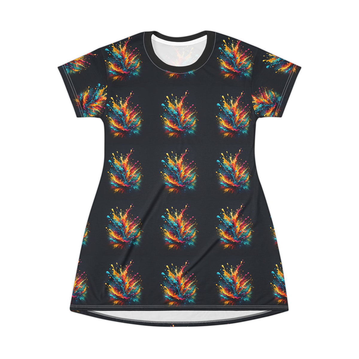 Vestido Camiseta Explosão de Cores (Estampa Total)