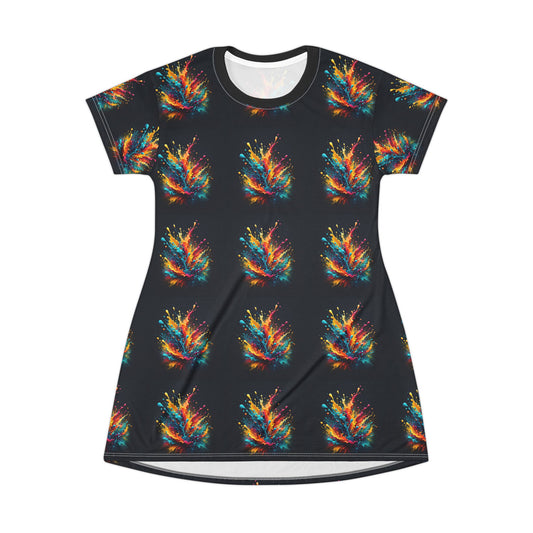 Burst of Colors T-Shirt Dress (AOP)