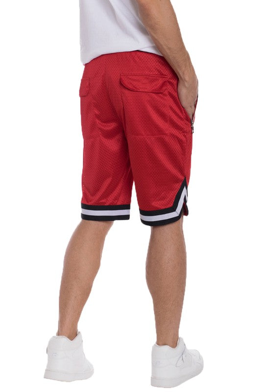 MEN'S STRIPED BAND SOLID BASKETBALL SHORTS-7 COLORS