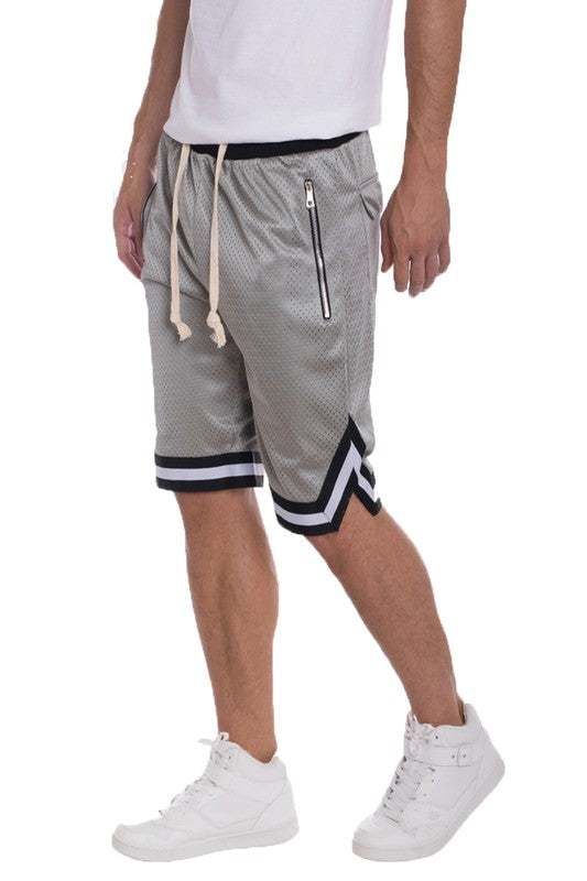 MEN'S STRIPED BAND SOLID BASKETBALL SHORTS-7 COLORS