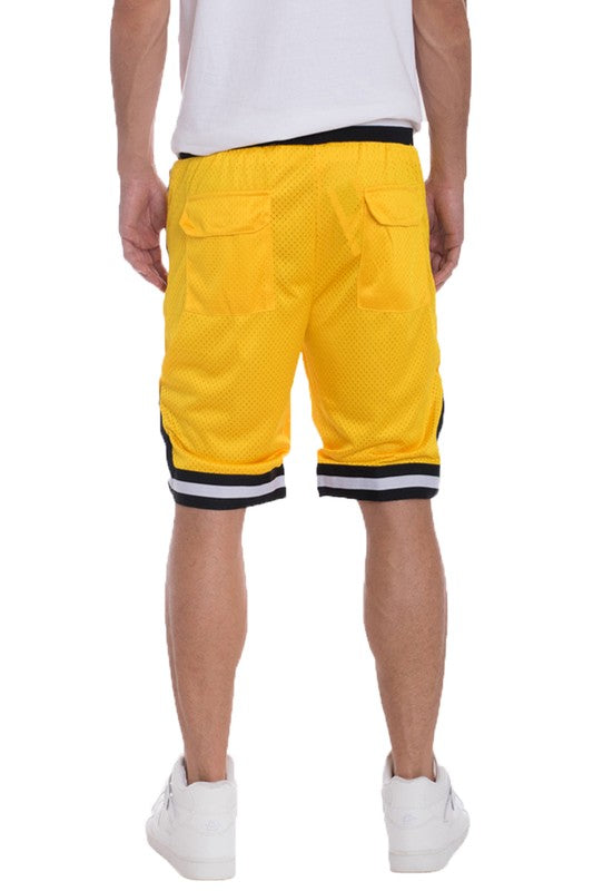 MEN'S STRIPED BAND SOLID BASKETBALL SHORTS-7 COLORS