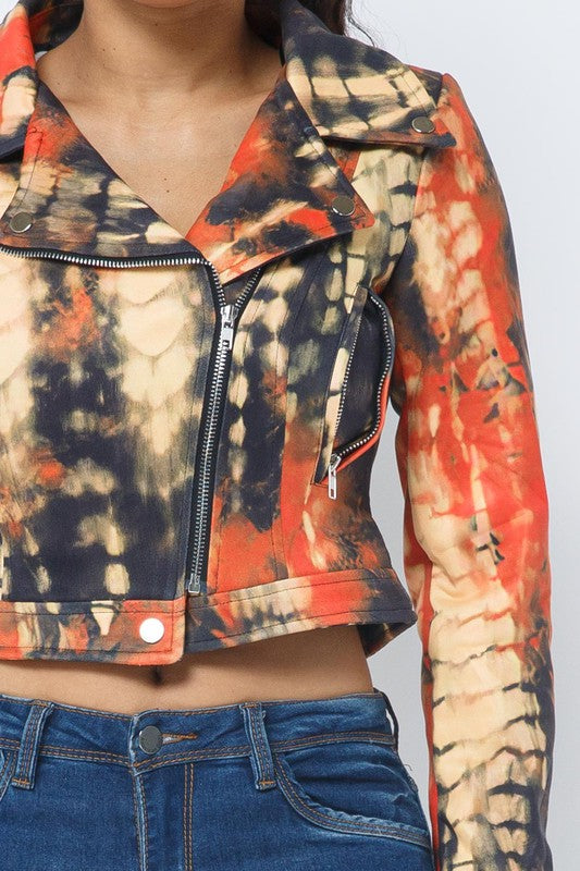 PAINT SPLATTERED BIKER JACKET
