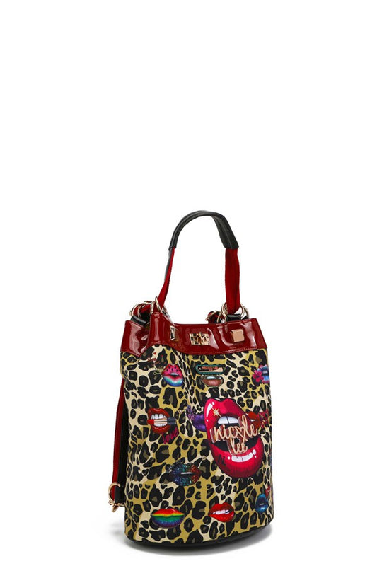 Nicole Lee "Wild Lips" Multifunctional Bucket Backpack