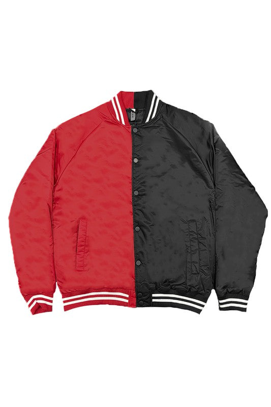 Men's Color Block Two Tone Varsity Jacket- 4 Colors