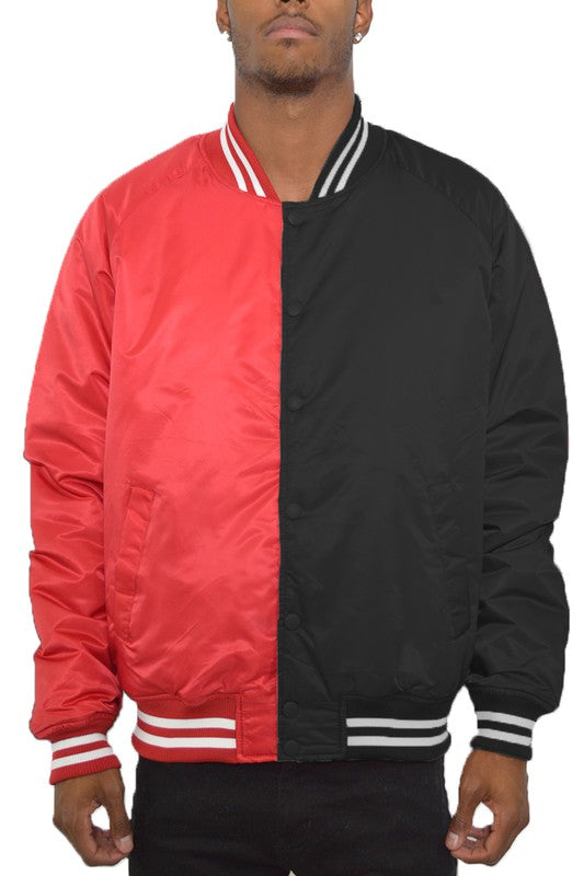 Men's Color Block Two Tone Varsity Jacket- 4 Colors