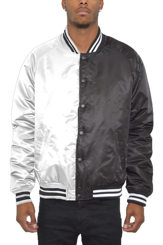 Men's Color Block Two Tone Varsity Jacket- 4 Colors