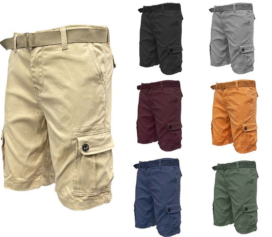 Weiv Men's Belted Cargo Shorts Pockets and Belt