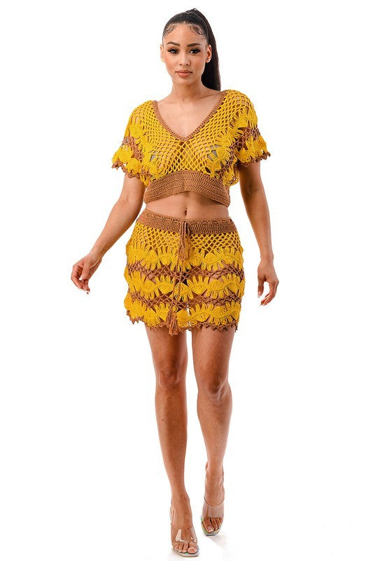 Acrylic Crochet Beach Skirt Set