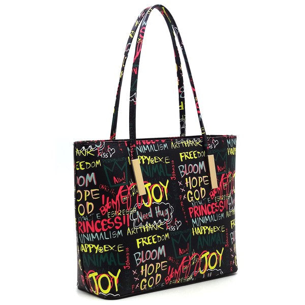 Multi Graffiti Print 3-in-1 Tote Shopper Set