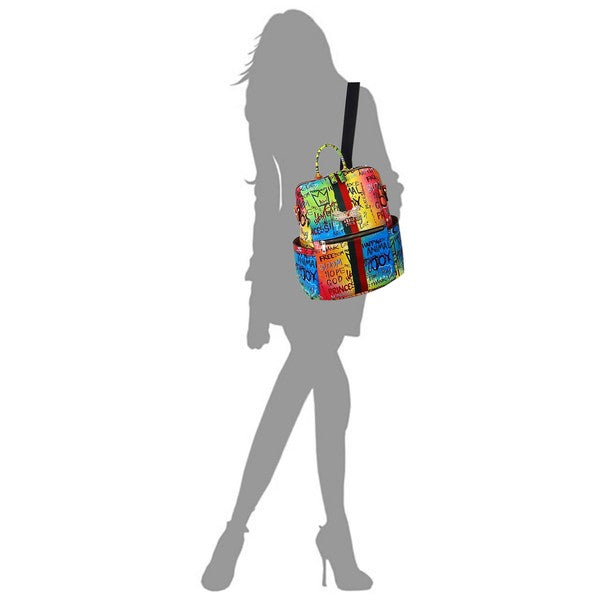 Graffiti Queen Bee Striped Convertible Backpack