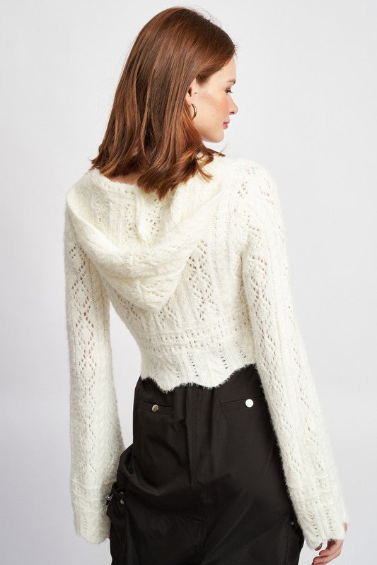ROSE FLARED SLEEVE CROCHET CROP TOP/CARDIGAN