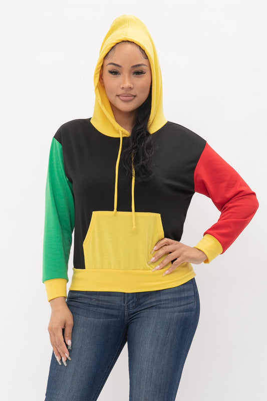 Rasta Reggae Long Sleeve Drawstring Hoodie Jacket