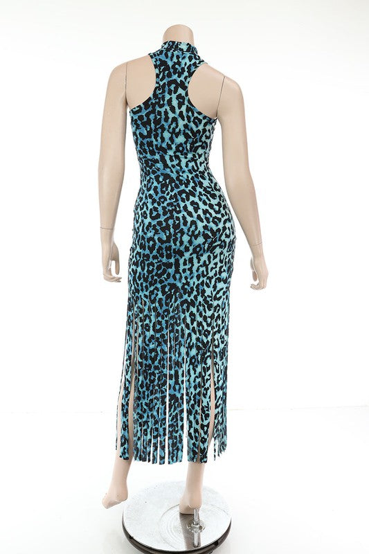 Printed Fringe Maxi Dress