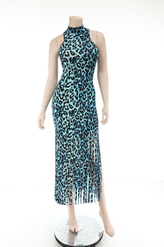 Printed Fringe Maxi Dress