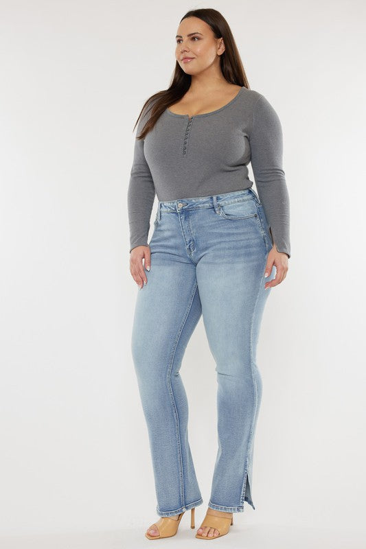Kan Can USA Calça Jeans Bootcut Plus Size de Cintura Média Lavagem Média Y2K