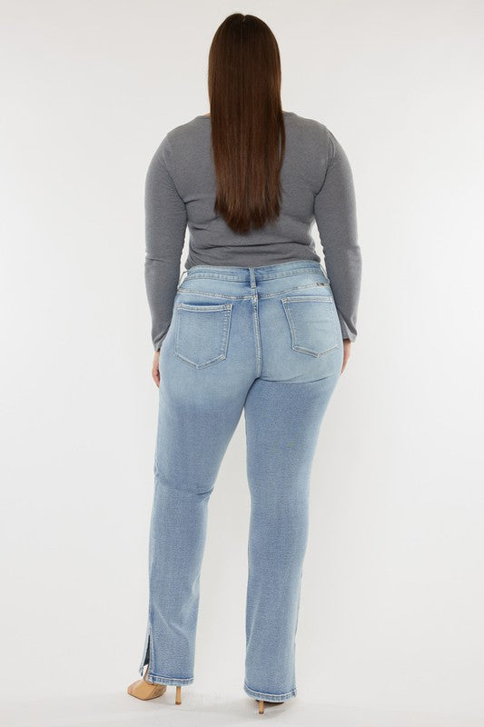 Kan Can USA Calça Jeans Bootcut Plus Size de Cintura Média Lavagem Média Y2K