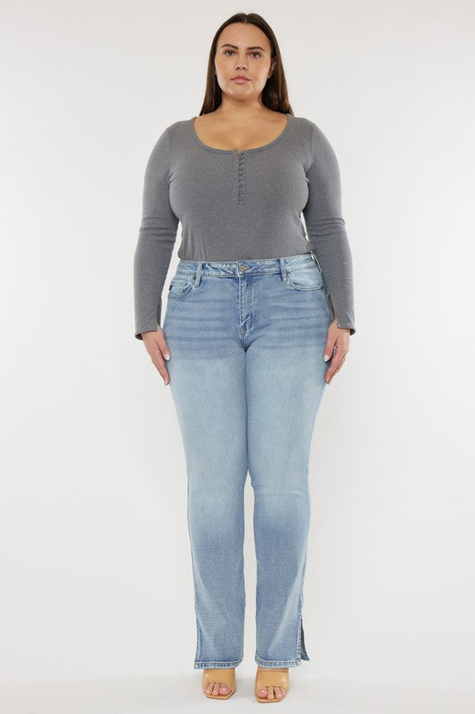 Kan Can USA Calça Jeans Bootcut Plus Size de Cintura Média Lavagem Média Y2K