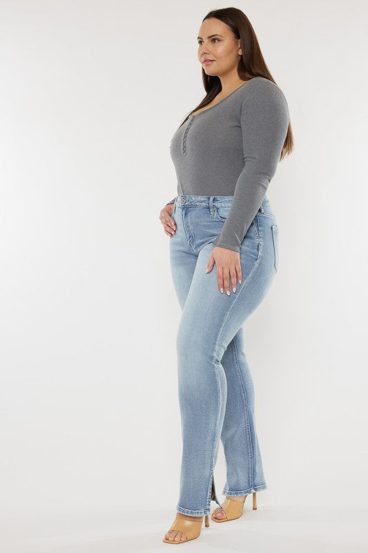 Kan Can USA Calça Jeans Bootcut Plus Size de Cintura Média Lavagem Média Y2K