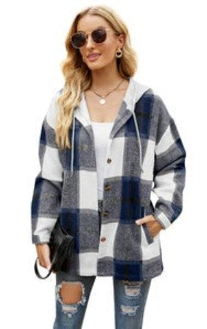 Shacket Feminino de Manga Longa Com Capuz