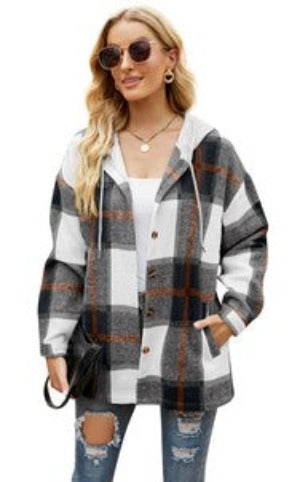 Shacket Feminino de Manga Longa Com Capuz