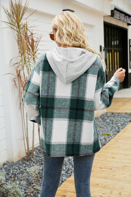 Shacket Feminino de Manga Longa Com Capuz