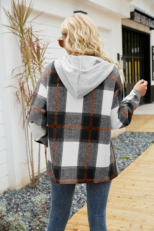 Shacket Feminino de Manga Longa Com Capuz