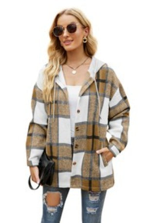 Shacket Feminino de Manga Longa Com Capuz