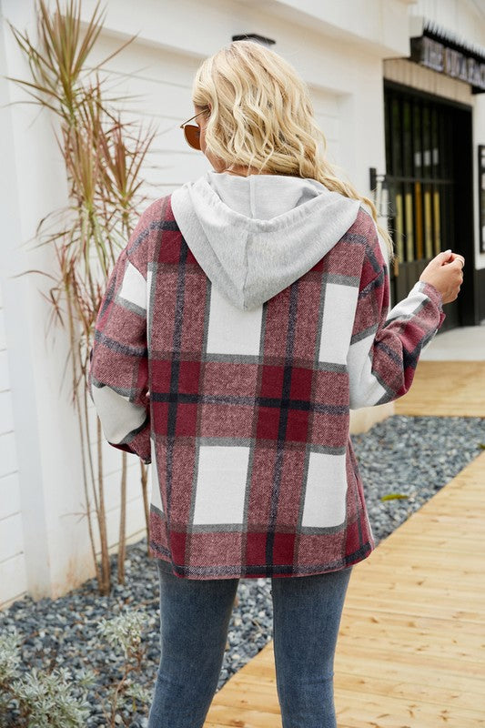 Shacket Feminino de Manga Longa Com Capuz