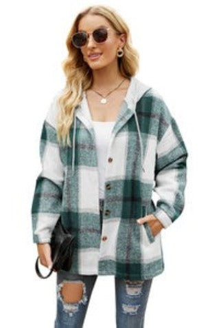 Shacket Feminino de Manga Longa Com Capuz