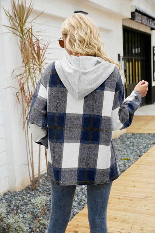 Shacket Feminino de Manga Longa Com Capuz
