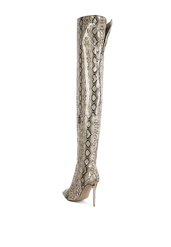 High Drama Snake print Stiletto Long Boots- 2 Colors