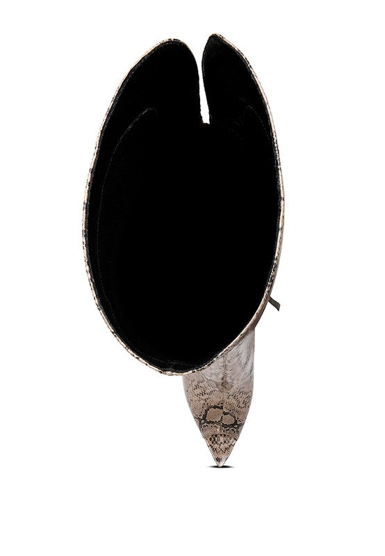 High Drama Snake print Stiletto Long Boots- 2 Colors