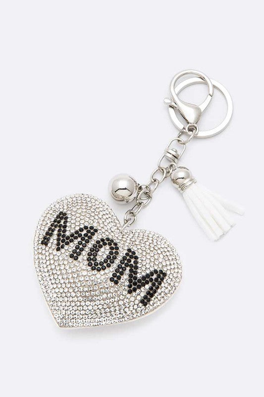 Clear MOM Crystal Pillow Key Chain