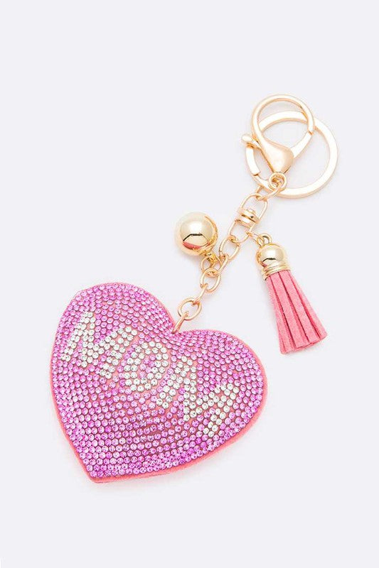 Pink MOM Crystal Pillow Key Chain