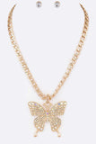 Crystal Butterfly Statement Necklace Set