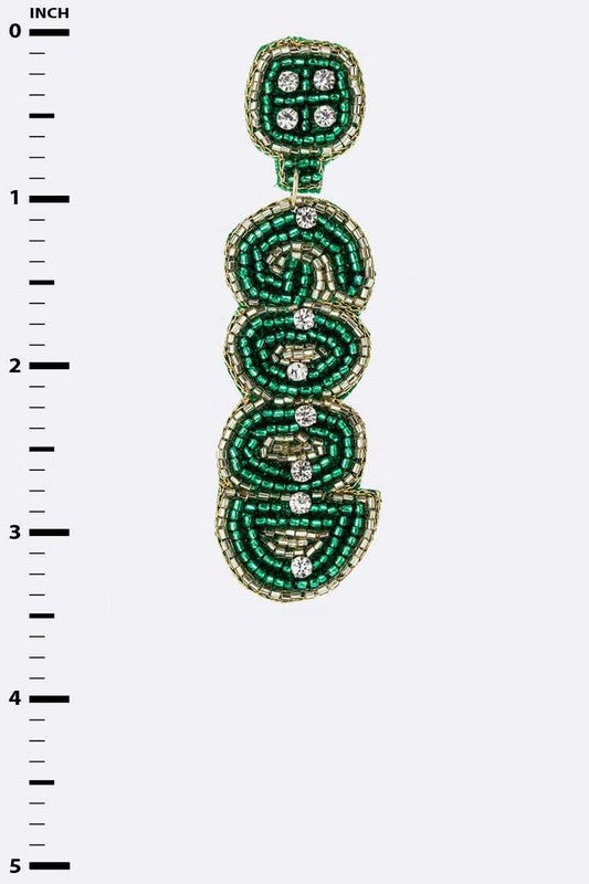 LUCKY Beaded Saint Patricks Day Earrings