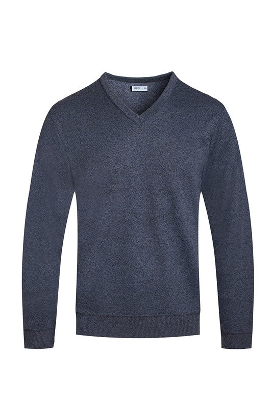 MEN'S SOLID V-NECK SWEATER-6 COLORS