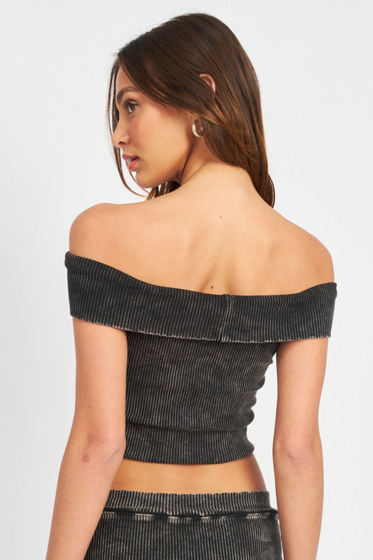 GARMENT DYE STRAPLESS CROP TOP- BLACK OR PINK