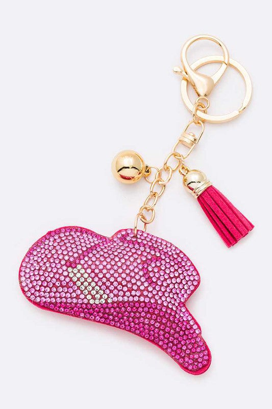 Pink Cowgirl Hat Stone Pillow Key Chain