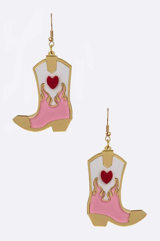 Acrylic Cowboy Boots Earrings-2 Colors