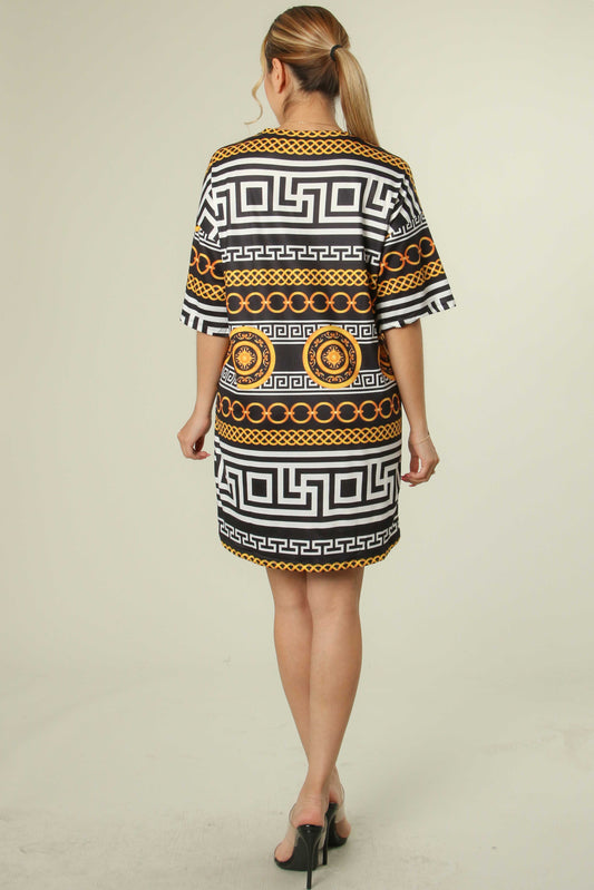 Graphic Face Print Shirt Dress