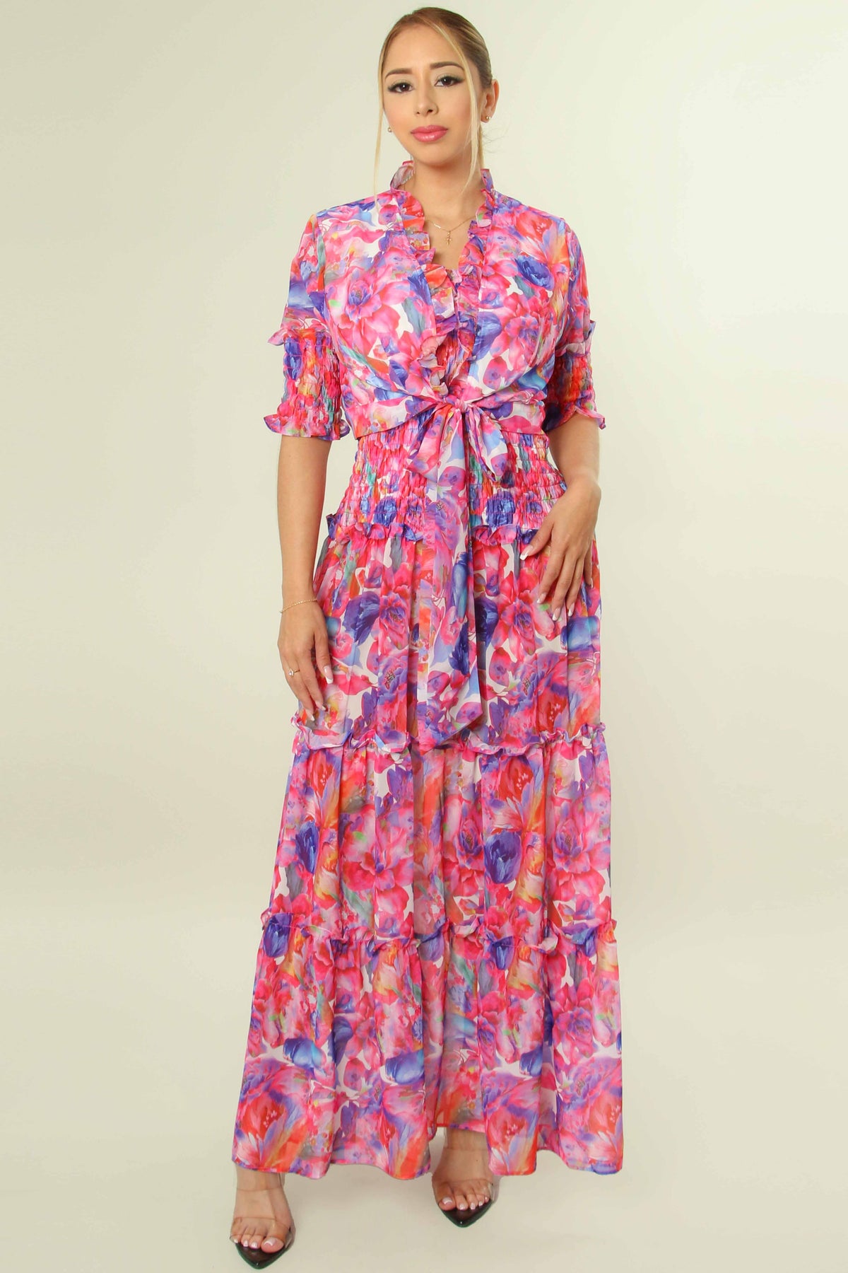 Conjunto Floral Fúcsia Multiúso